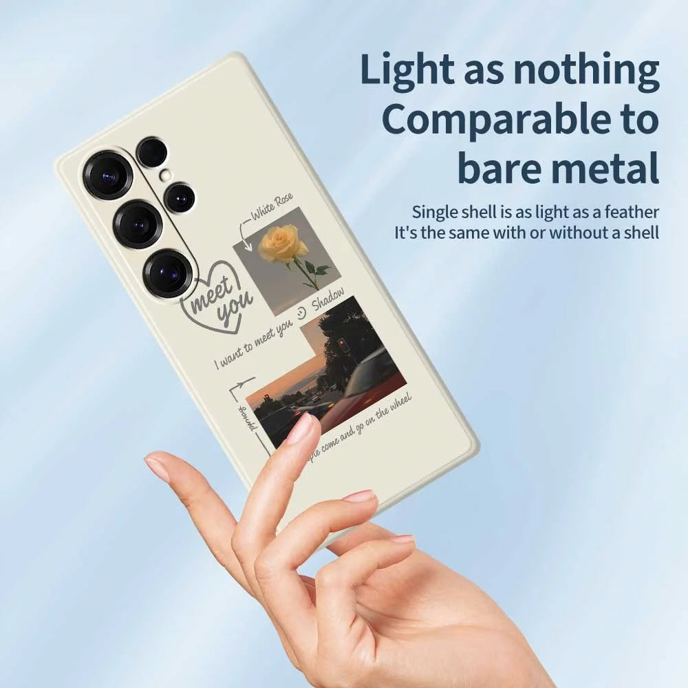 For Samsung Galaxy S25 Ultra Case Meet You Photo Pattern Printing Straight Edge TPU Phone Back Cover - Beige - 3