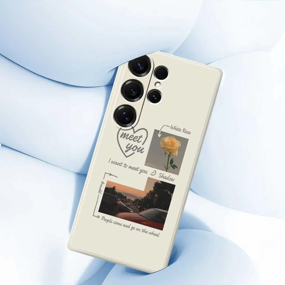For Samsung Galaxy S25 Ultra Case Meet You Photo Pattern Printing Straight Edge TPU Phone Back Cover - Beige - 4