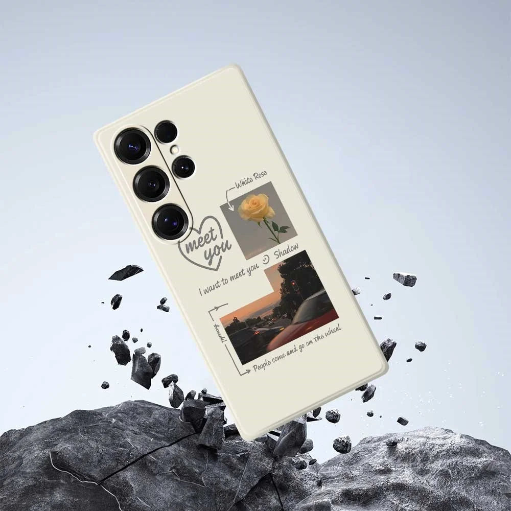 For Samsung Galaxy S25 Ultra Case Meet You Photo Pattern Printing Straight Edge TPU Phone Back Cover - Beige - 6