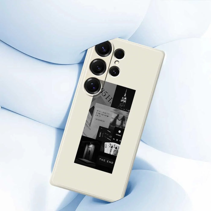 For Samsung Galaxy S25 Ultra Case Stitching Photos Pattern Printing Straight Edge TPU Phone Back Cover - Beige - 4