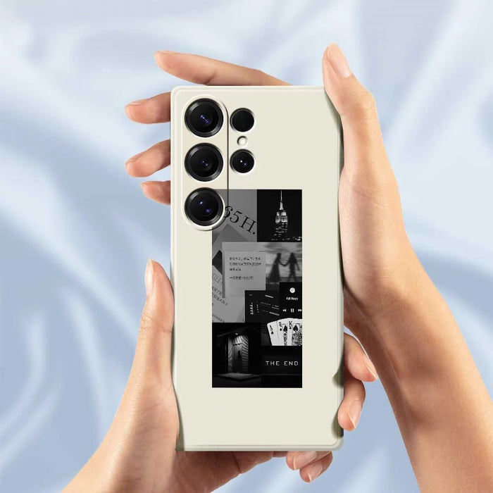 For Samsung Galaxy S25 Ultra Case Stitching Photos Pattern Printing Straight Edge TPU Phone Back Cover - Beige - 5