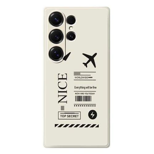 For Samsung Galaxy S25 Ultra Case Boarding Ticket Pattern Printing Straight Edge TPU Phone Back Cover - Beige - 1