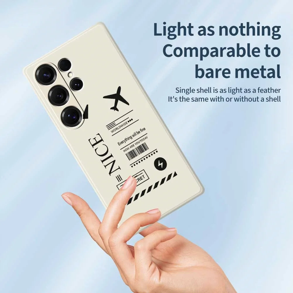 For Samsung Galaxy S25 Ultra Case Boarding Ticket Pattern Printing Straight Edge TPU Phone Back Cover - Beige - 3