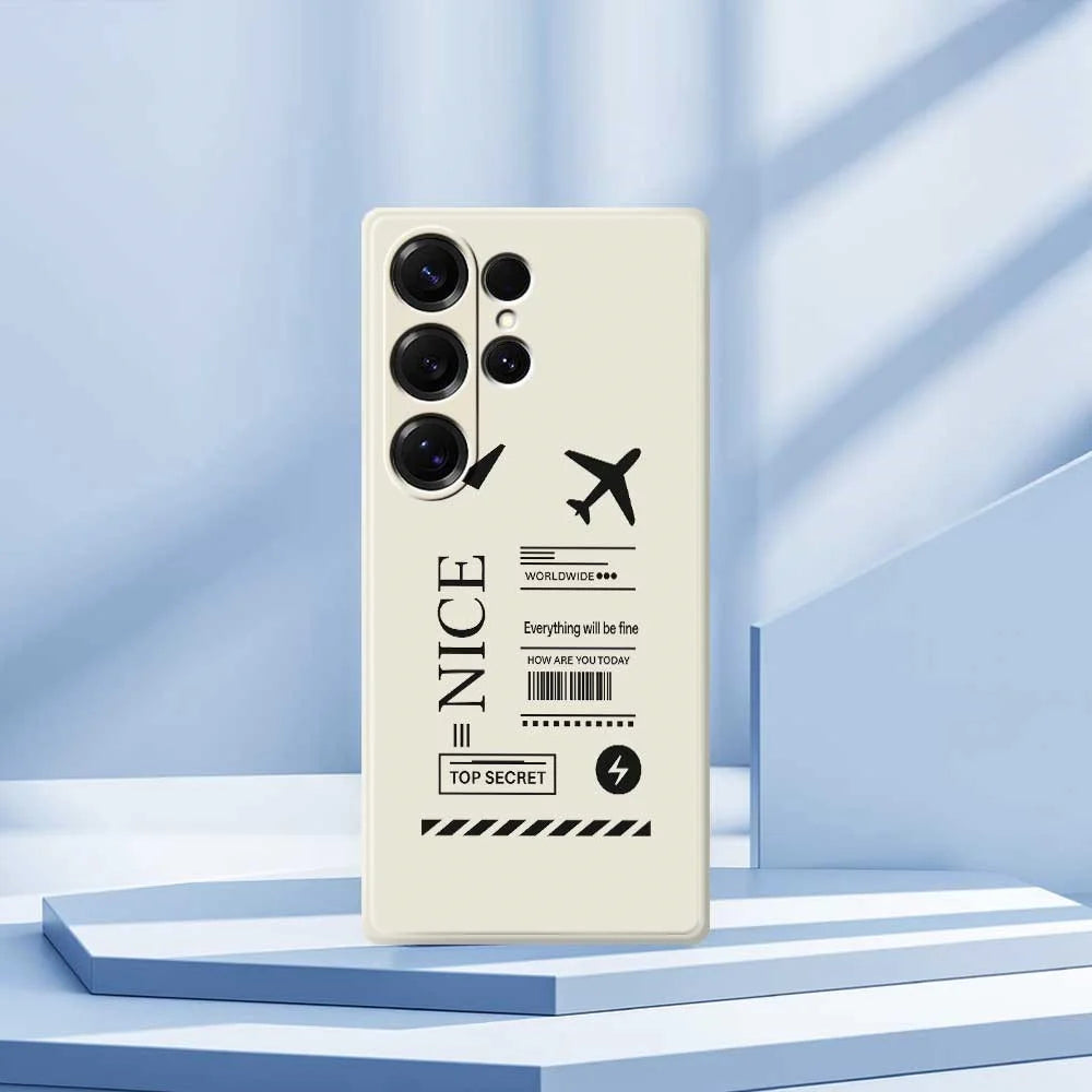 For Samsung Galaxy S25 Ultra Case Boarding Ticket Pattern Printing Straight Edge TPU Phone Back Cover - Beige - 7