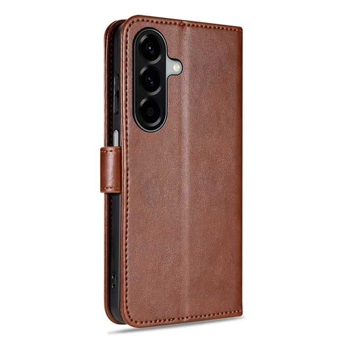AZNS For Samsung Galaxy S25 FE Case Anti-Scratch PU Leather Stand Wallet Phone Cover - Brown - 5