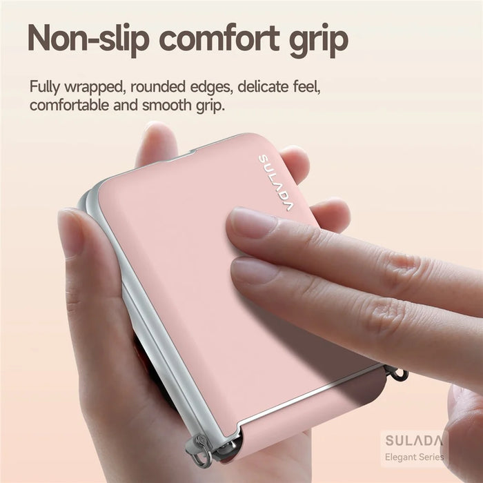 SULADA For Samsung Galaxy Z Flip7 5G Case with Strap Leather Back Phone Cover Hinge Protection - Pink - 5