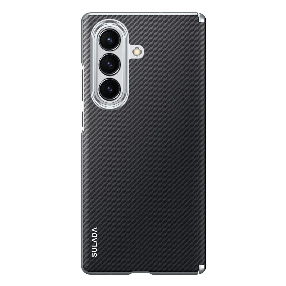 SULADA For Samsung Galaxy Z Fold7 5G Magnetic Case Leather+PC Phone Cover Carbon Fiber Texture - Black - 2