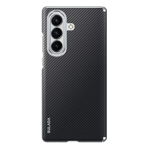 SULADA For Samsung Galaxy Z Fold7 5G Magnetic Case Leather+PC Phone Cover Carbon Fiber Texture - Black - 2