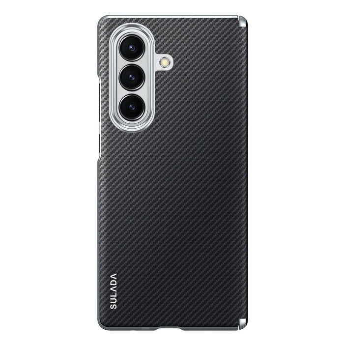 SULADA For Samsung Galaxy Z Fold7 5G Magnetic Case Leather+PC Phone Cover Carbon Fiber Texture - Black - 2