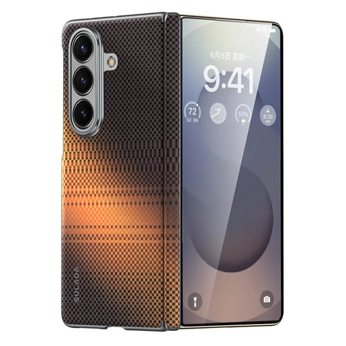 SULADA For Samsung Galaxy Z Fold7 5G Magnetic Case Shockproof Hard PC Phone Back Cover - Sunset Orange - 1