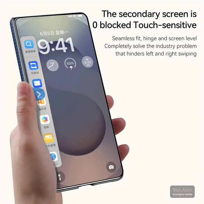 SULADA For Samsung Galaxy Z Fold7 5G Magnetic Case Shockproof Hard PC Phone Back Cover - Sunset Orange - 4