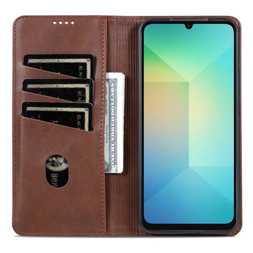 AZNS For Samsung Galaxy S25 FE Case Cowhide Texture PU Leather Wallet Phone Cover - Coffee - 2
