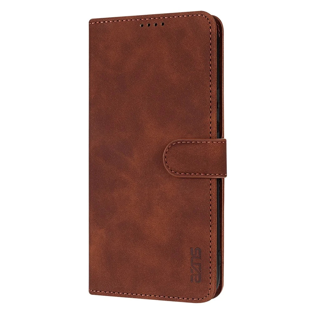 AZNS For Samsung Galaxy S25 FE Case PU Leather Wallet Phone Cover - Brown - 6