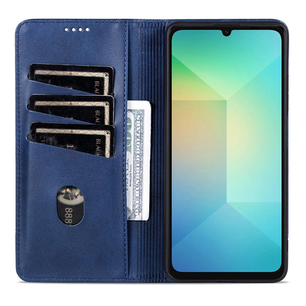 AZNS For Samsung Galaxy A08 5G / A08 4G / A07 5G / A07 4G Case Cowhide Texture PU Leather Wallet Phone Cover - Blue - 3