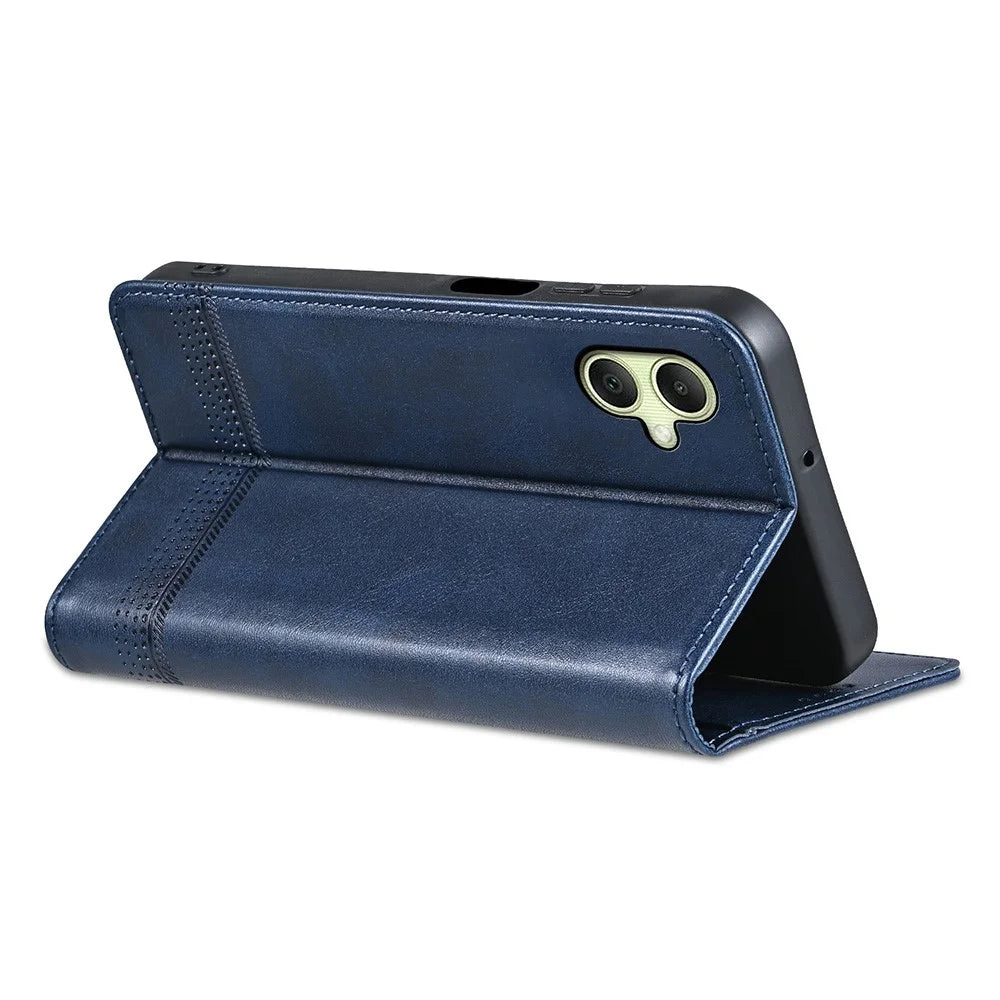 AZNS For Samsung Galaxy A08 5G / A08 4G / A07 5G / A07 4G Case Cowhide Texture PU Leather Wallet Phone Cover - Blue - 4