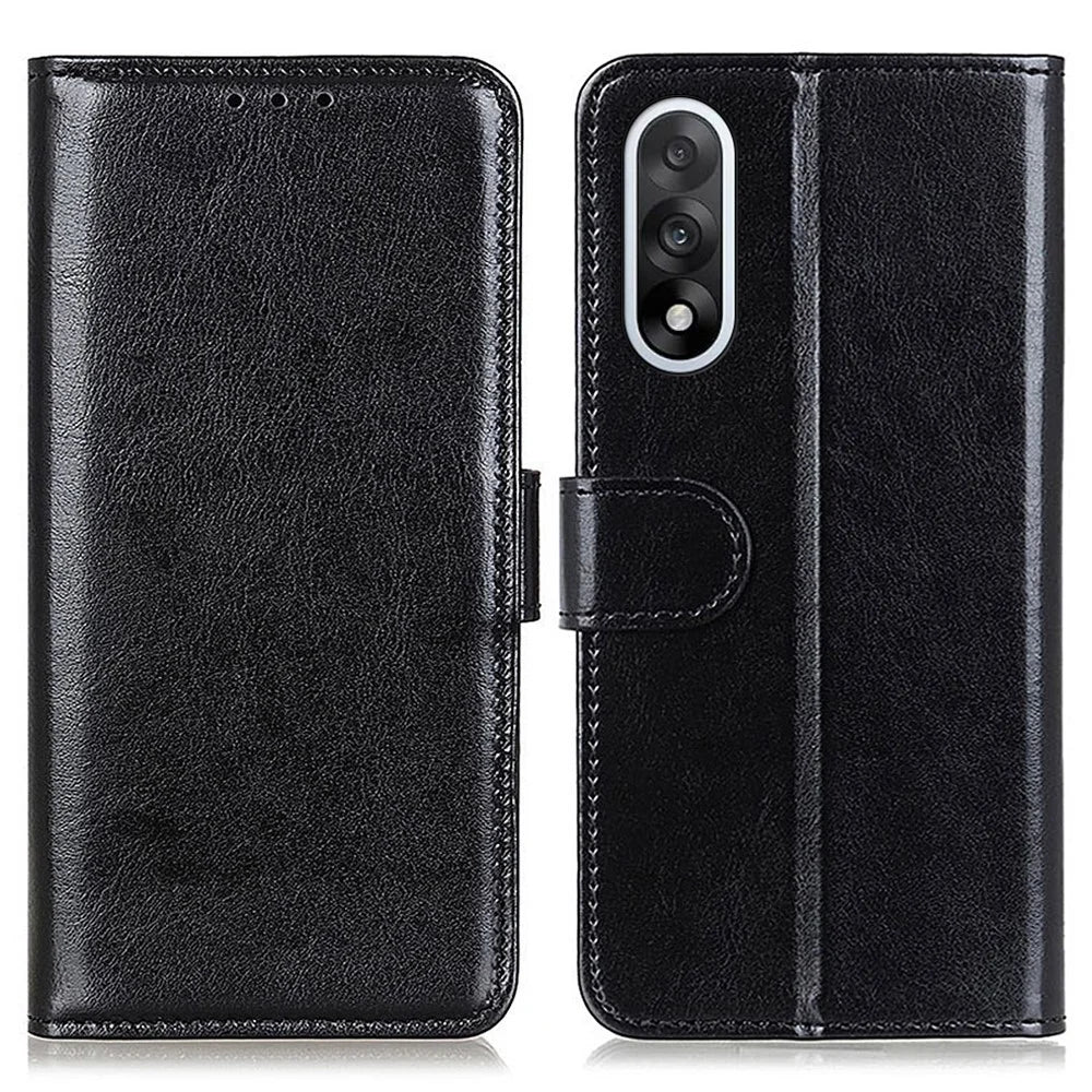 For OnePlus Nord 5 5G / Ace 5 Ultra 5G Case Crazy Horse Texture PU Leather Phone Stand Cover - Black - 1