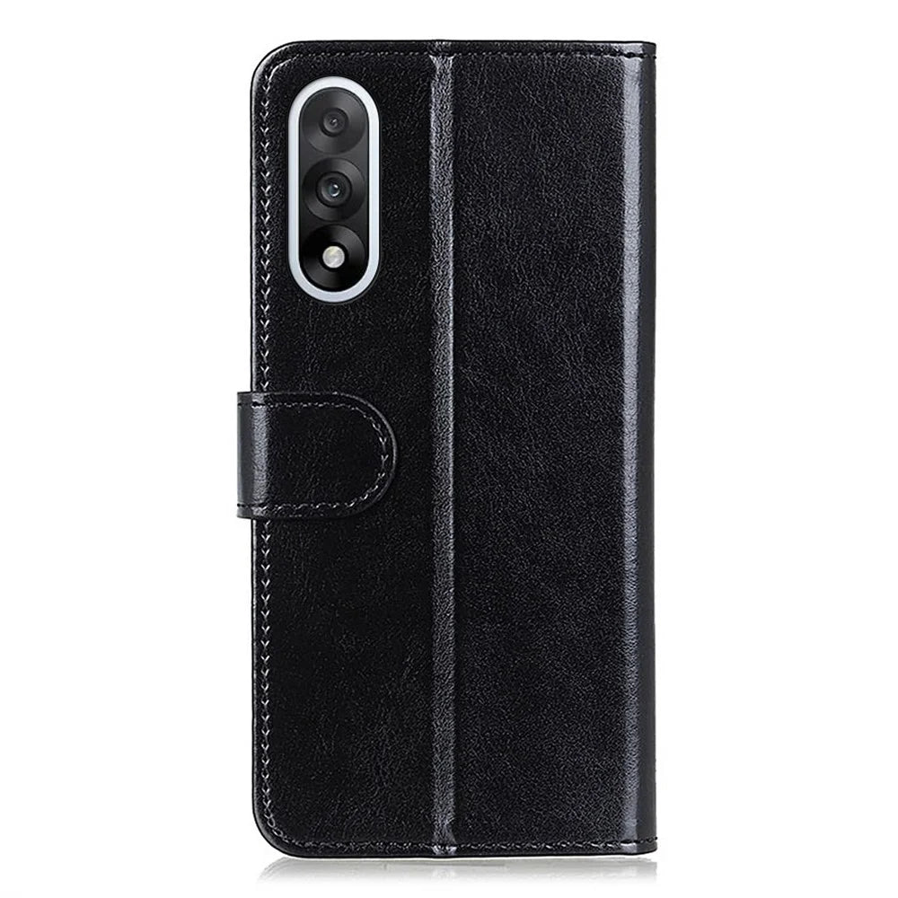For OnePlus Nord 5 5G / Ace 5 Ultra 5G Case Crazy Horse Texture PU Leather Phone Stand Cover - Black - 6