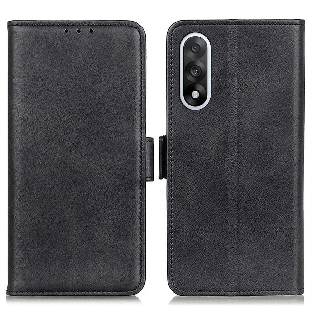 For OnePlus Nord 5 5G / Ace 5 Ultra 5G Case Stand Cowhide Texture PU Leather Phone Cover - Black - 1