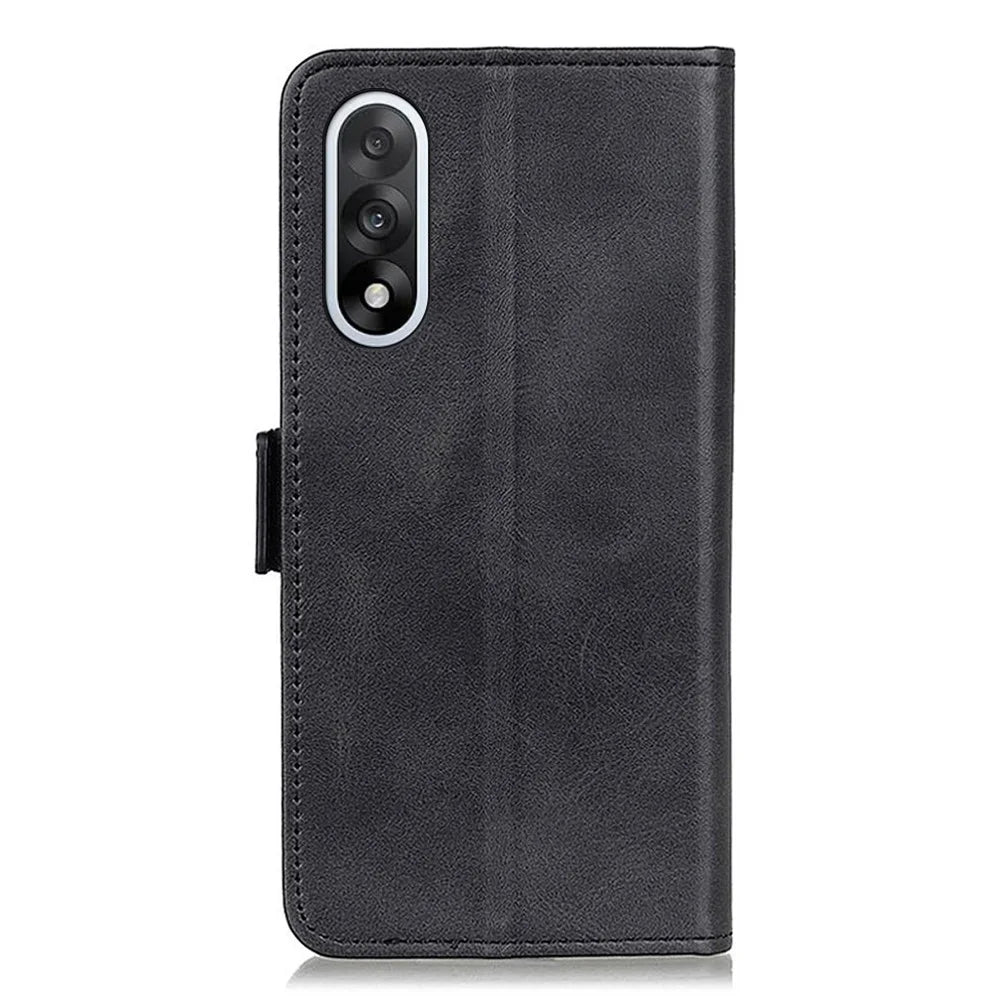For OnePlus Nord 5 5G / Ace 5 Ultra 5G Case Stand Cowhide Texture PU Leather Phone Cover - Black - 6
