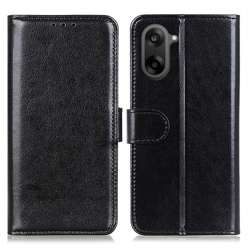 For OnePlus Nord CE5 5G / Ace 5 Racing 5G Case Crazy Horse Texture PU Leather Phone Stand Cover - Black - 1