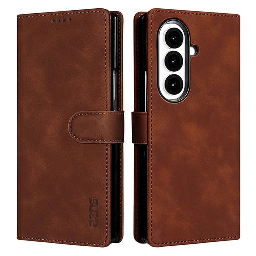 AZNS For Samsung Galaxy Z Fold7 5G Case PU Leather Wallet Phone Cover - Brown - 1