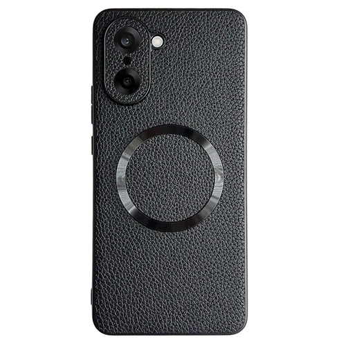 For OnePlus Nord CE5 5G / Ace 5 Racing 5G Magnetic Case Litchi Texture PU Leather + TPU Phone Back Cover - Black - 1