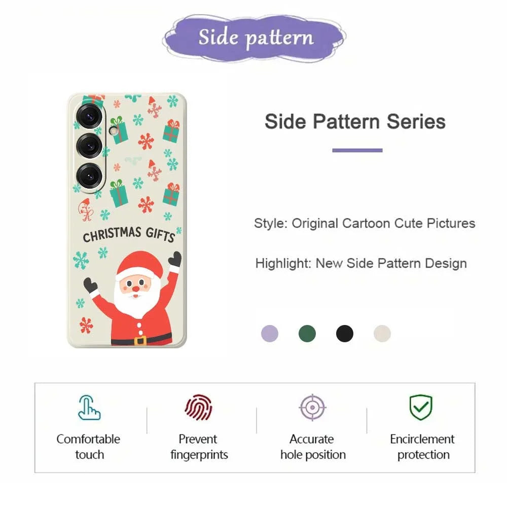 For Samsung Galaxy S25 Case Christmas Gifts Pattern Printing Straight Edge TPU Phone Back Cover - Beige - 2