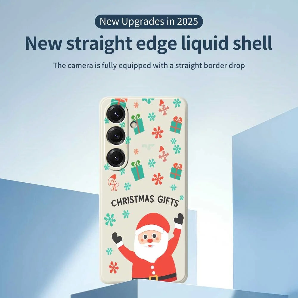 For Samsung Galaxy S25 Case Christmas Gifts Pattern Printing Straight Edge TPU Phone Back Cover - Beige - 3