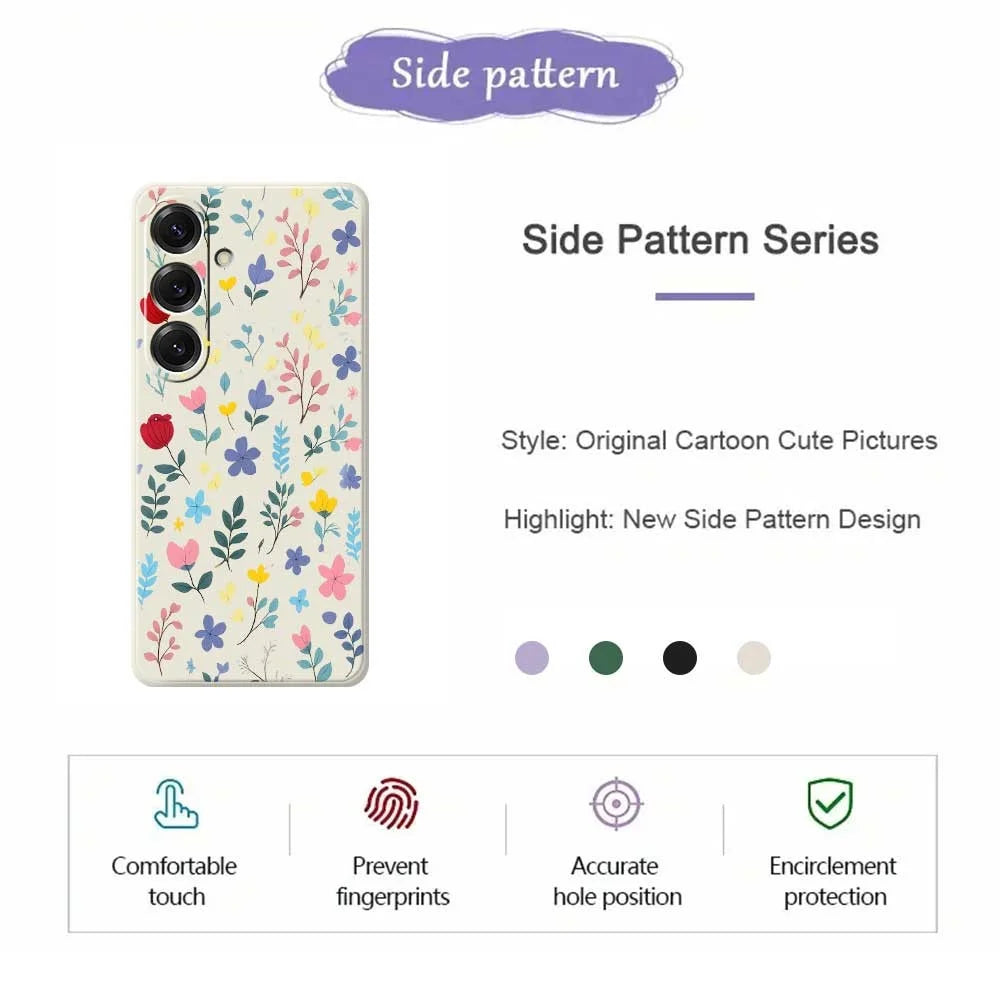For Samsung Galaxy S25 Case Colorful Flower Branches Pattern Printing Straight Edge TPU Phone Back Cover - Beige - 2