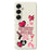 For Samsung Galaxy S25 Case Pink Elements Pattern Printing Straight Edge TPU Phone Back Cover - Beige - 1