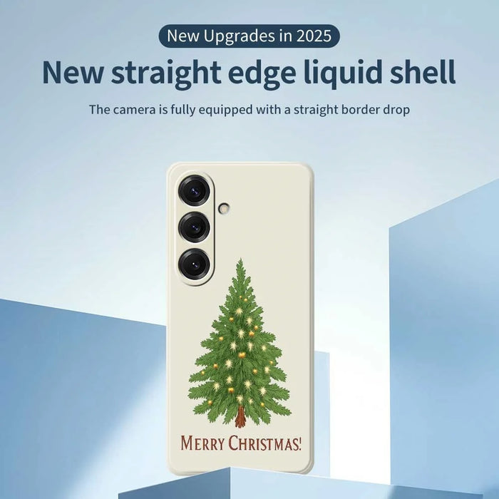 For Samsung Galaxy S25 Case Christmas Tree Pattern Printing Straight Edge TPU Phone Back Cover - Beige - 3