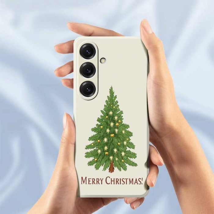 For Samsung Galaxy S25 Case Christmas Tree Pattern Printing Straight Edge TPU Phone Back Cover - Beige - 5