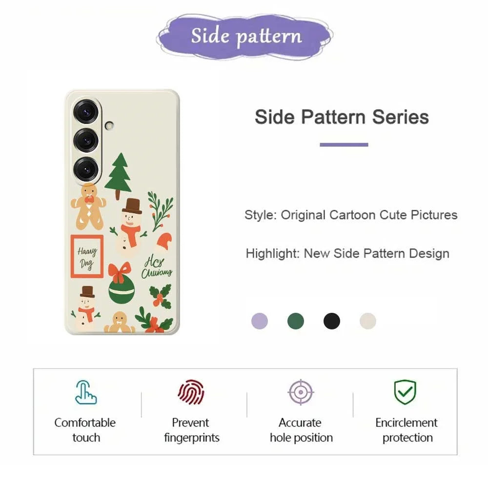 For Samsung Galaxy S25 Case Christmas Snowman Pattern Printing Straight Edge TPU Phone Back Cover - Beige - 2
