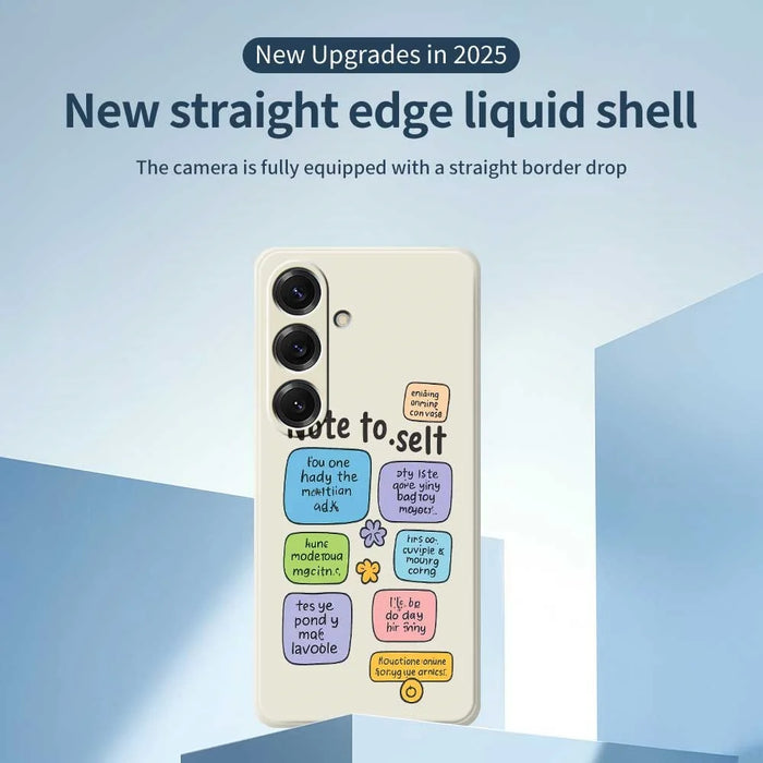For Samsung Galaxy S25 Case Colored Sticky Notes Pattern Printing Straight Edge TPU Phone Back Cover - Beige - 3