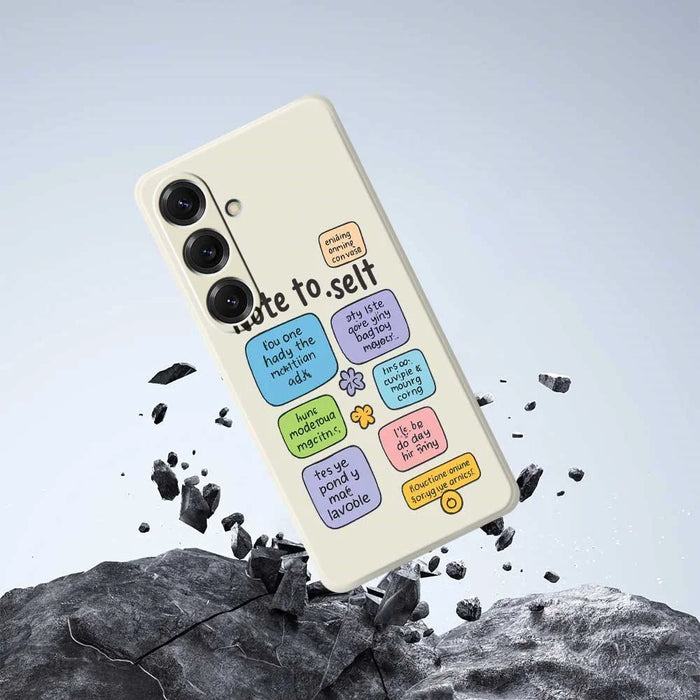 For Samsung Galaxy S25 Case Colored Sticky Notes Pattern Printing Straight Edge TPU Phone Back Cover - Beige - 6