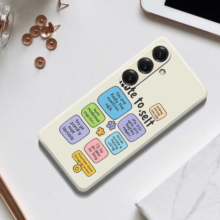 For Samsung Galaxy S25 Case Colored Sticky Notes Pattern Printing Straight Edge TPU Phone Back Cover - Beige - 7