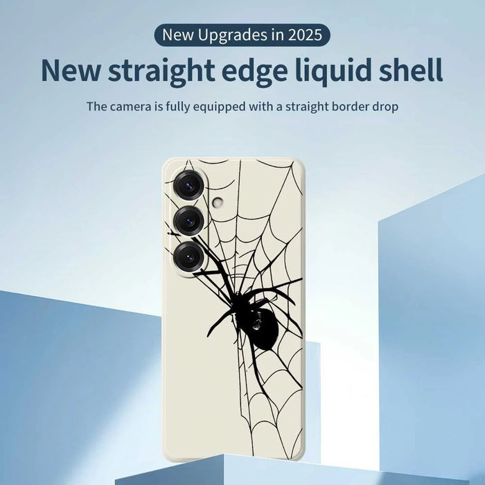 For Samsung Galaxy S25 Case Spider Pattern Printing Straight Edge TPU Phone Back Cover - Beige - 3