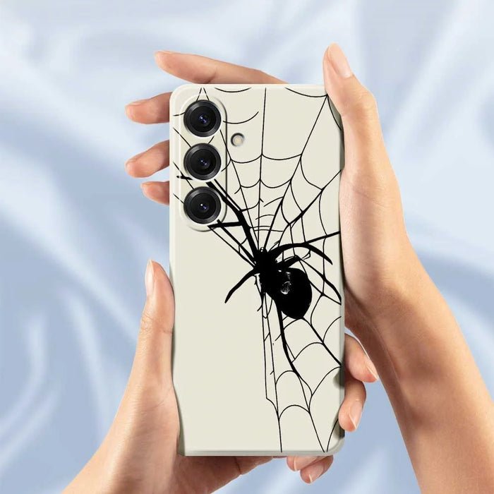 For Samsung Galaxy S25 Case Spider Pattern Printing Straight Edge TPU Phone Back Cover - Beige - 5