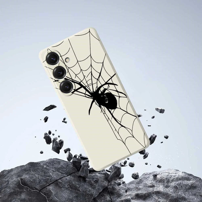 For Samsung Galaxy S25 Case Spider Pattern Printing Straight Edge TPU Phone Back Cover - Beige - 6