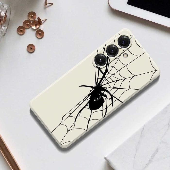 For Samsung Galaxy S25 Case Spider Pattern Printing Straight Edge TPU Phone Back Cover - Beige - 7