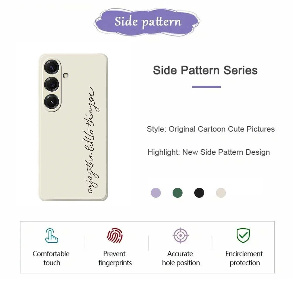 For Samsung Galaxy S25 Case WordArt Pattern Printing Straight Edge TPU Phone Back Cover - Beige - 2