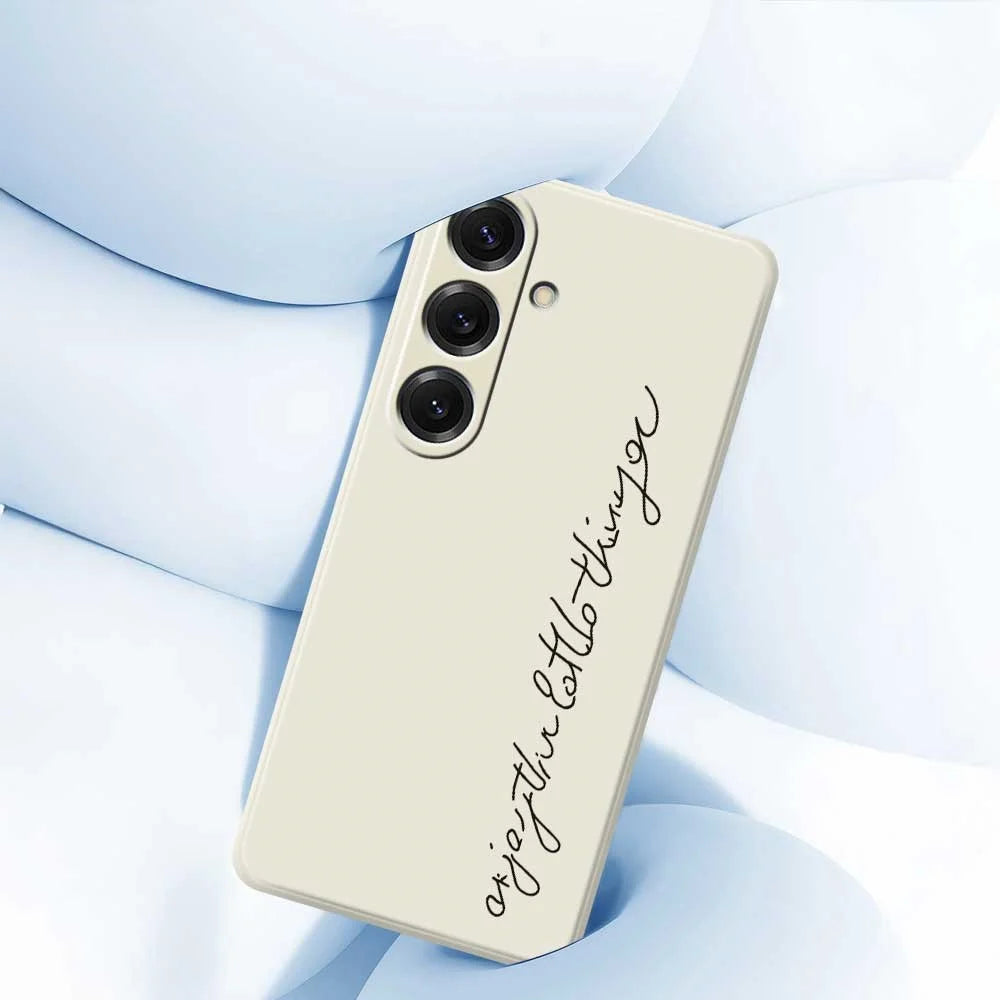 For Samsung Galaxy S25 Case WordArt Pattern Printing Straight Edge TPU Phone Back Cover - Beige - 5