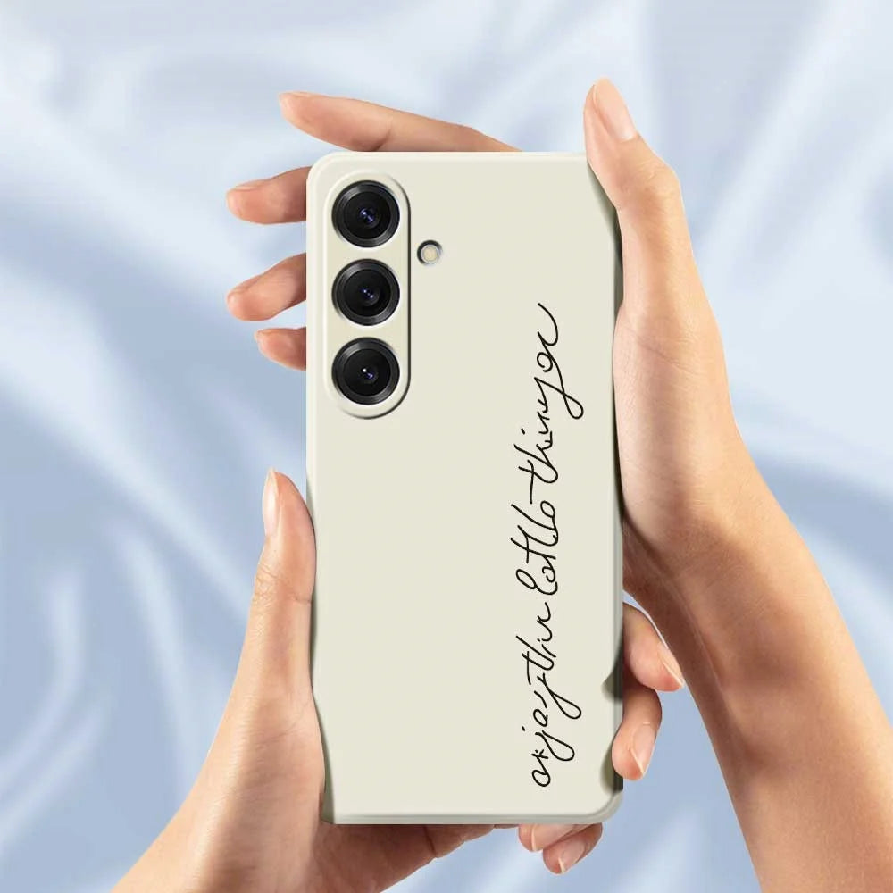 For Samsung Galaxy S25 Case WordArt Pattern Printing Straight Edge TPU Phone Back Cover - Beige - 6