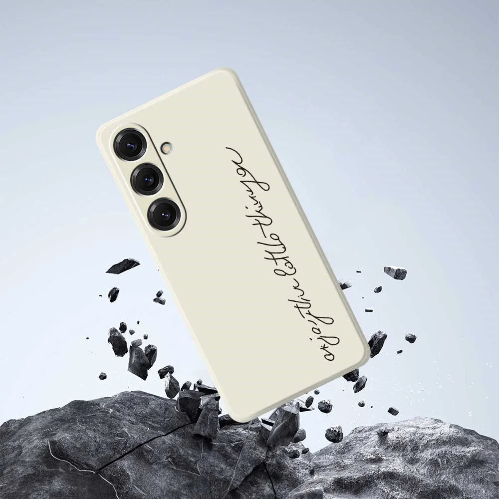 For Samsung Galaxy S25 Case WordArt Pattern Printing Straight Edge TPU Phone Back Cover - Beige - 7