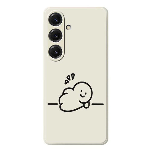 For Samsung Galaxy S25 Case Stick Figure Pattern Printing Straight Edge TPU Phone Back Cover - Beige - 1