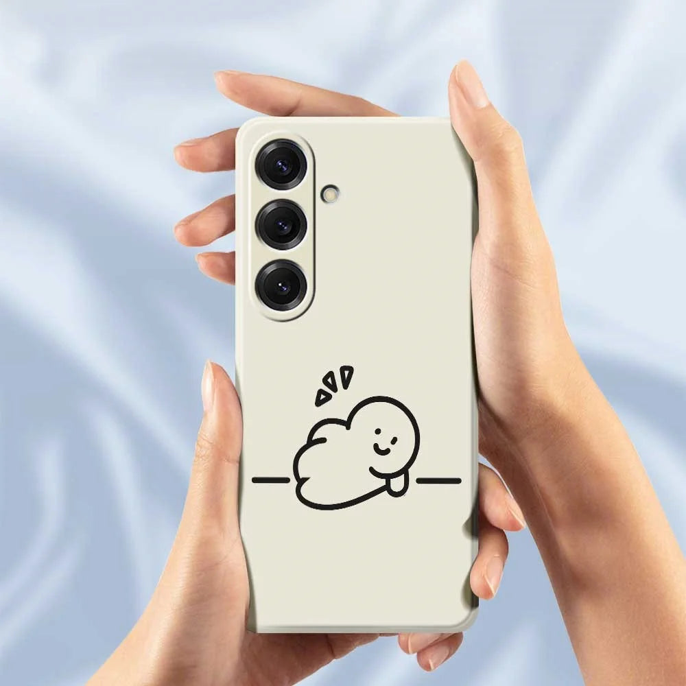 For Samsung Galaxy S25 Case Stick Figure Pattern Printing Straight Edge TPU Phone Back Cover - Beige - 6