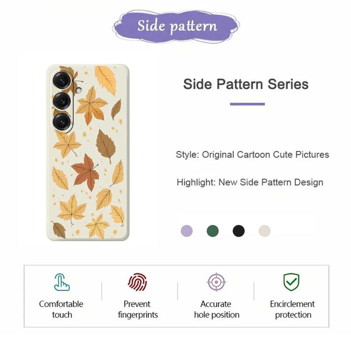 For Samsung Galaxy S25 Case Maple Leaves Pattern Printing Straight Edge TPU Phone Back Cover - Beige - 2