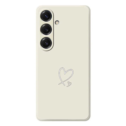 For Samsung Galaxy S25 Case White Love Pattern Printing Straight Edge TPU Phone Back Cover - Beige - 1