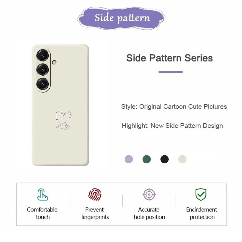 For Samsung Galaxy S25 Case White Love Pattern Printing Straight Edge TPU Phone Back Cover - Beige - 2