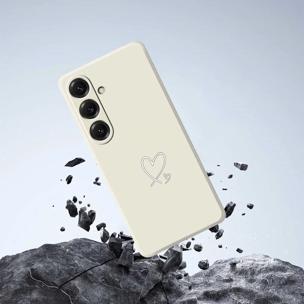 For Samsung Galaxy S25 Case White Love Pattern Printing Straight Edge TPU Phone Back Cover - Beige - 7